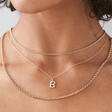 14k Medium Size Diamond Initial Necklace