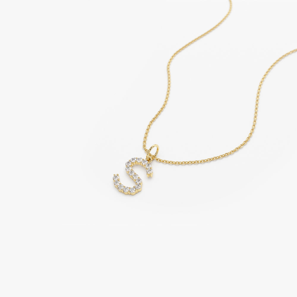 14k Medium Size Diamond Initial Necklace