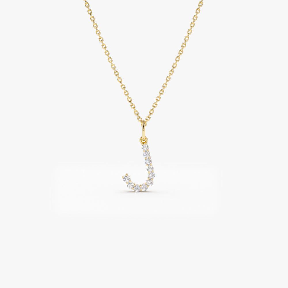 14k Medium Size Diamond Initial Necklace