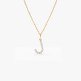 14k Medium Size Diamond Initial Necklace