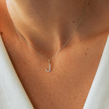 14k Medium Size Diamond Initial Necklace