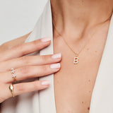14k Medium Size Diamond Initial Necklace