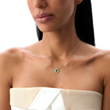 14k Oval Shape Emerald Necklace with Baguettes - GeumJewels