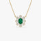 14k Oval Shape Emerald Necklace with Baguettes - GeumJewels