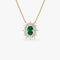 14k Oval Shape Emerald Necklace with Ballerina Baguettes - GeumJewels