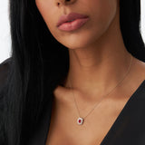 14k Oval Shape Ruby Necklace with Ballerina Baguettes - GeumJewels