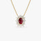 14k Oval Shape Ruby Necklace with Ballerina Baguettes - GeumJewels