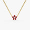 14K Ruby and Diamond Flower Charm Necklace - GeumJewels