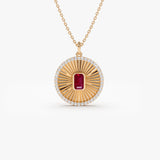 14K Ruby and Diamond Medallion Necklace - GeumJewels