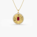 14K Ruby and Diamond Medallion Necklace - GeumJewels