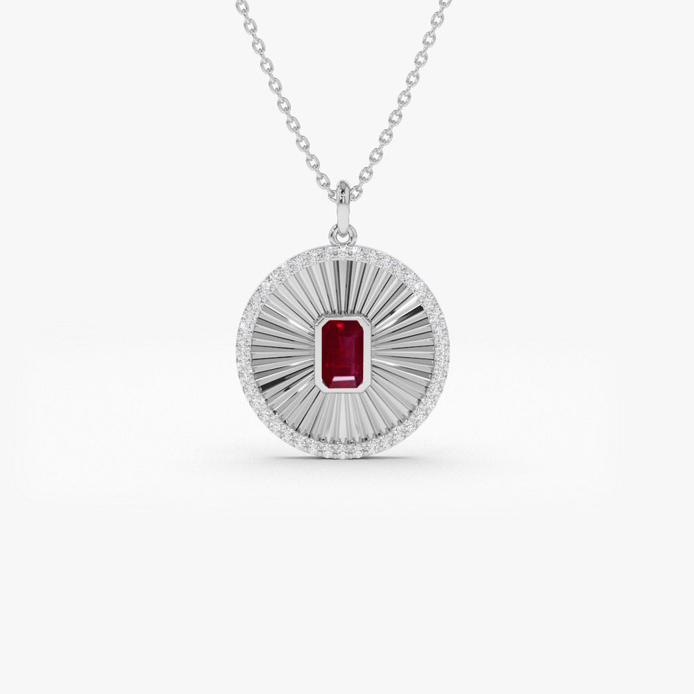 14K Ruby and Diamond Medallion Necklace - GeumJewels