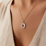 14K Ruby and Diamond Medallion Necklace - GeumJewels