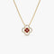 14k Ruby Clover Necklace in Halo Setting - GeumJewels