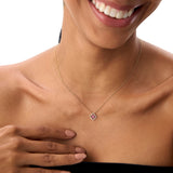 14k Ruby Clover Necklace in Halo Setting - GeumJewels