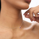 14k Ruby Necklace with Halo Diamonds - GeumJewels