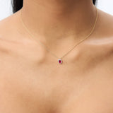 14k Ruby Necklace with Halo Diamonds - GeumJewels