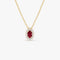 14k Ruby Necklace with Halo Diamonds - GeumJewels