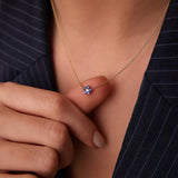 14k Sapphire and Diamond Flower Charm Necklace - GeumJewels