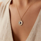 14K Sapphire and Diamond Medallion Necklace - GeumJewels