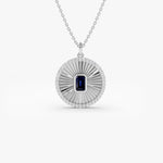 14K Sapphire and Diamond Medallion Necklace - GeumJewels