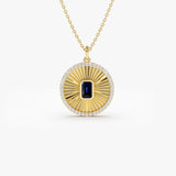 14K Sapphire and Diamond Medallion Necklace - GeumJewels