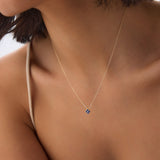 14k Sapphire Clover Beaded Necklace - GeumJewels