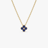 14k Sapphire Clover Beaded Necklace - GeumJewels