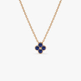 14k Sapphire Clover Beaded Necklace - GeumJewels
