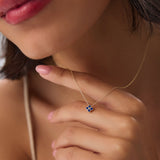 14k Sapphire Clover Beaded Necklace - GeumJewels