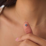 14k Sapphire Clover Beaded Necklace - GeumJewels