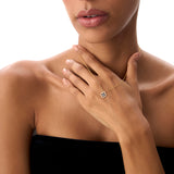 14k Sapphire Clover Necklace in Halo Setting - GeumJewels