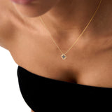 14k Sapphire Clover Necklace in Halo Setting - GeumJewels