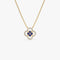 14k Sapphire Clover Necklace in Halo Setting - GeumJewels