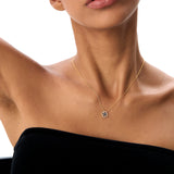 14k Sapphire Clover Necklace in Halo Setting - GeumJewels