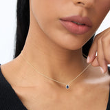 14k Sapphire Necklace with Halo Diamonds Necklace - GeumJewels