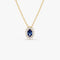 14k Sapphire Necklace with Halo Diamonds Necklace - GeumJewels