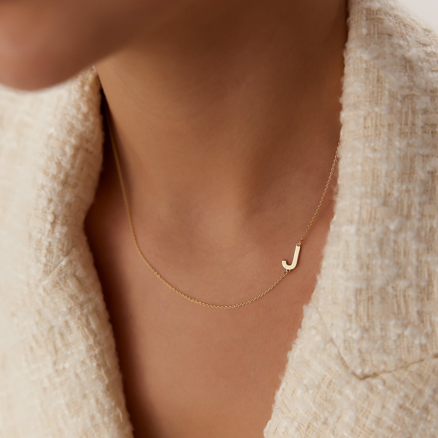 14k Sideways Initial Necklace