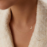 14k Sideways Initial Necklace