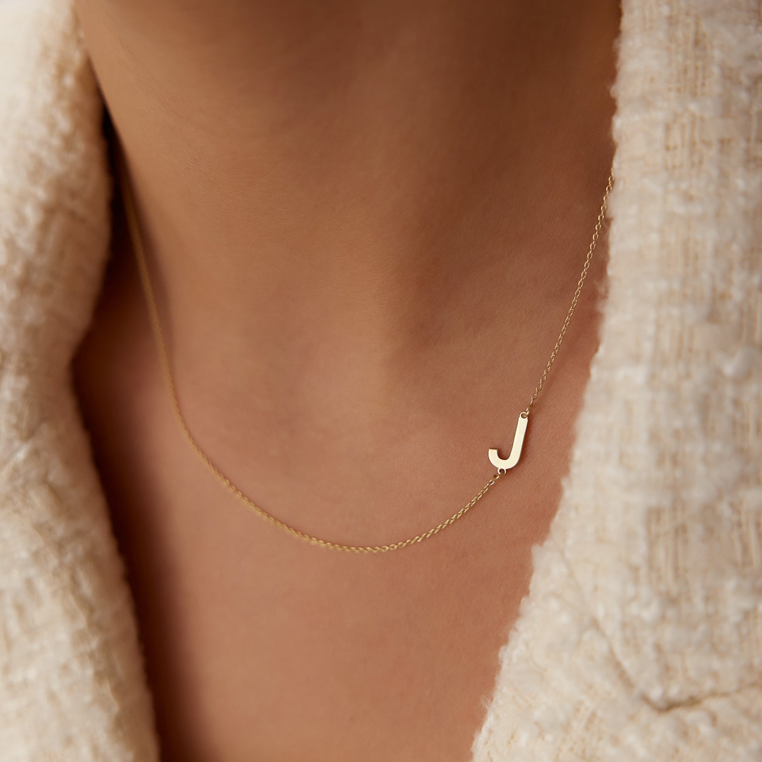 14k Sideways Initial Necklace