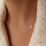 14k Sideways Initial Necklace