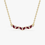 14K Slanted Ruby and Round Diamond Necklace - GeumJewels
