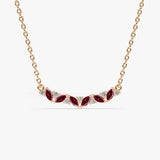 14K Slanted Ruby and Round Diamond Necklace - GeumJewels