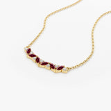14K Slanted Ruby and Round Diamond Necklace - GeumJewels
