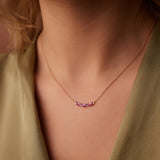 14K Slanted Ruby and Round Diamond Necklace - GeumJewels