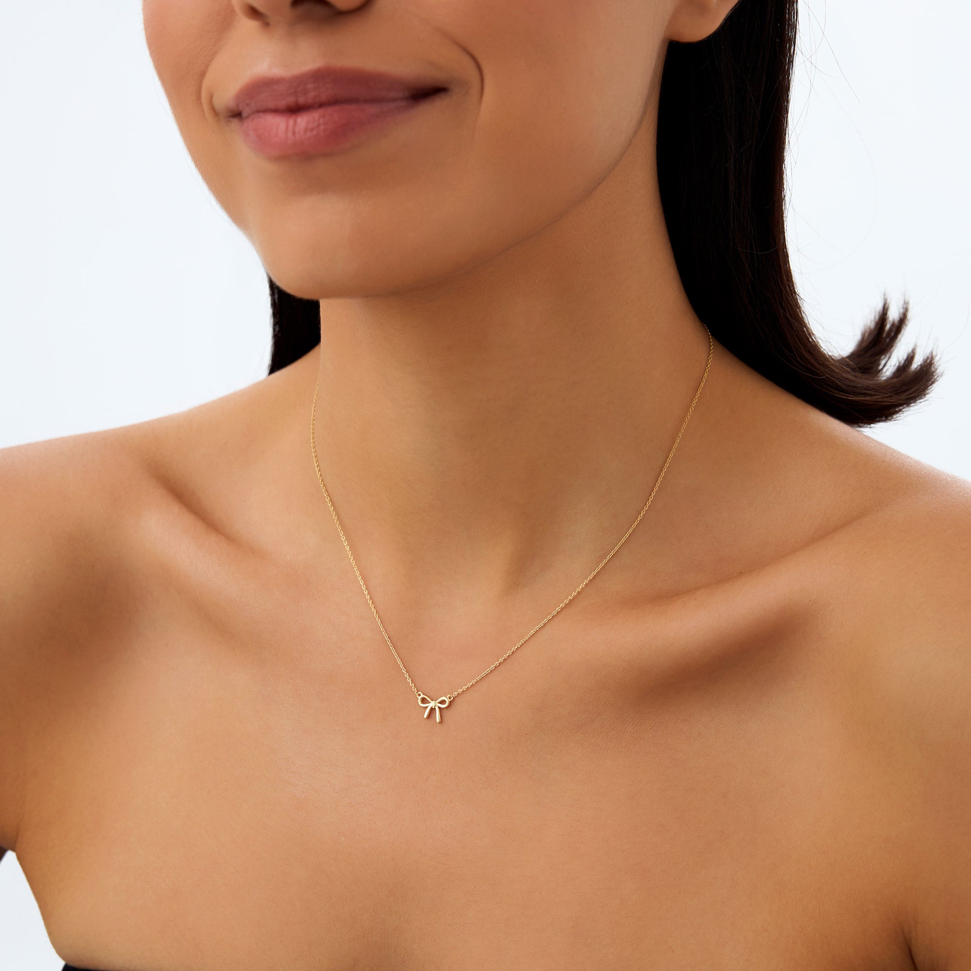 14Kt Plain Gold Ribbon Necklace - GeumJewels
