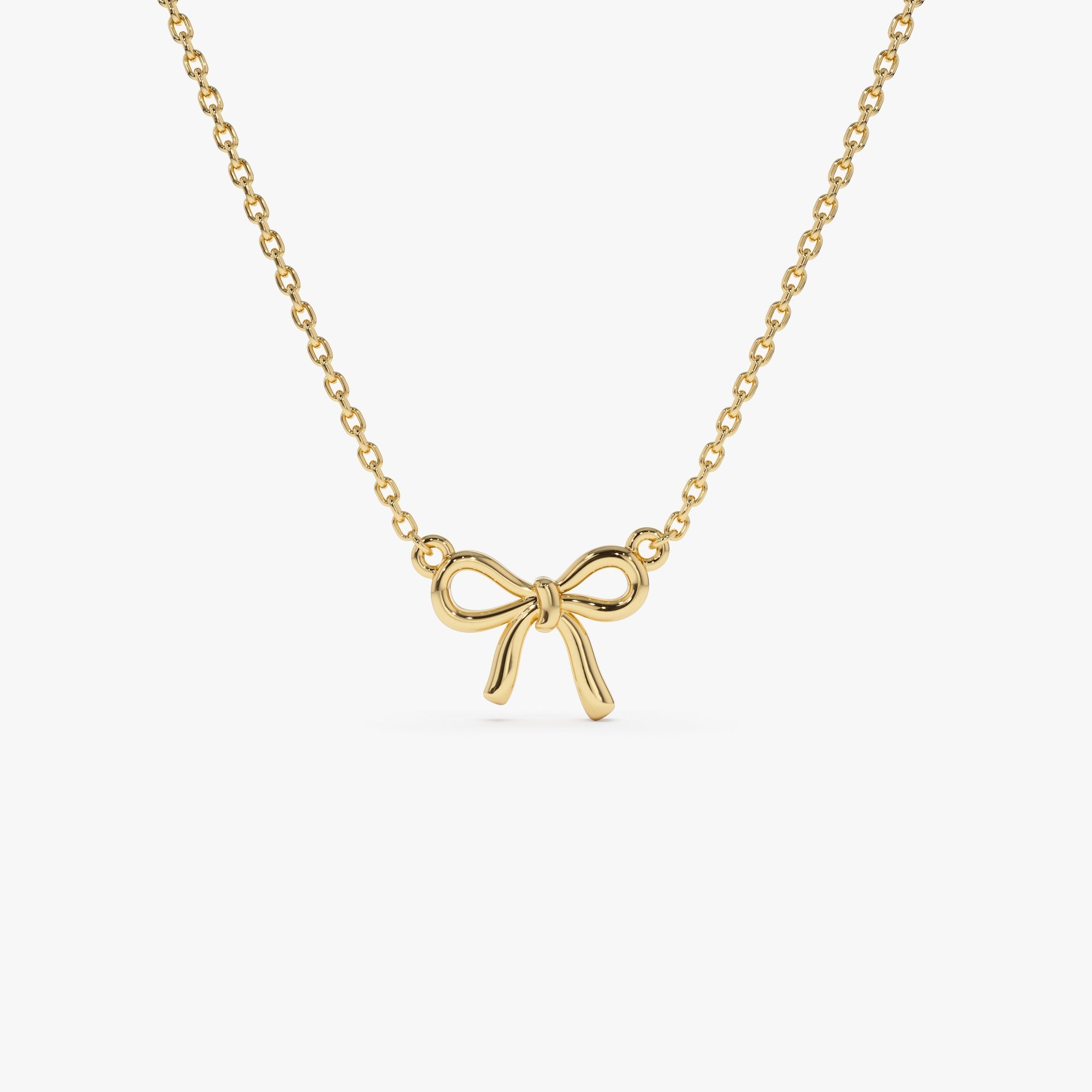 14Kt Plain Gold Ribbon Necklace - GeumJewels