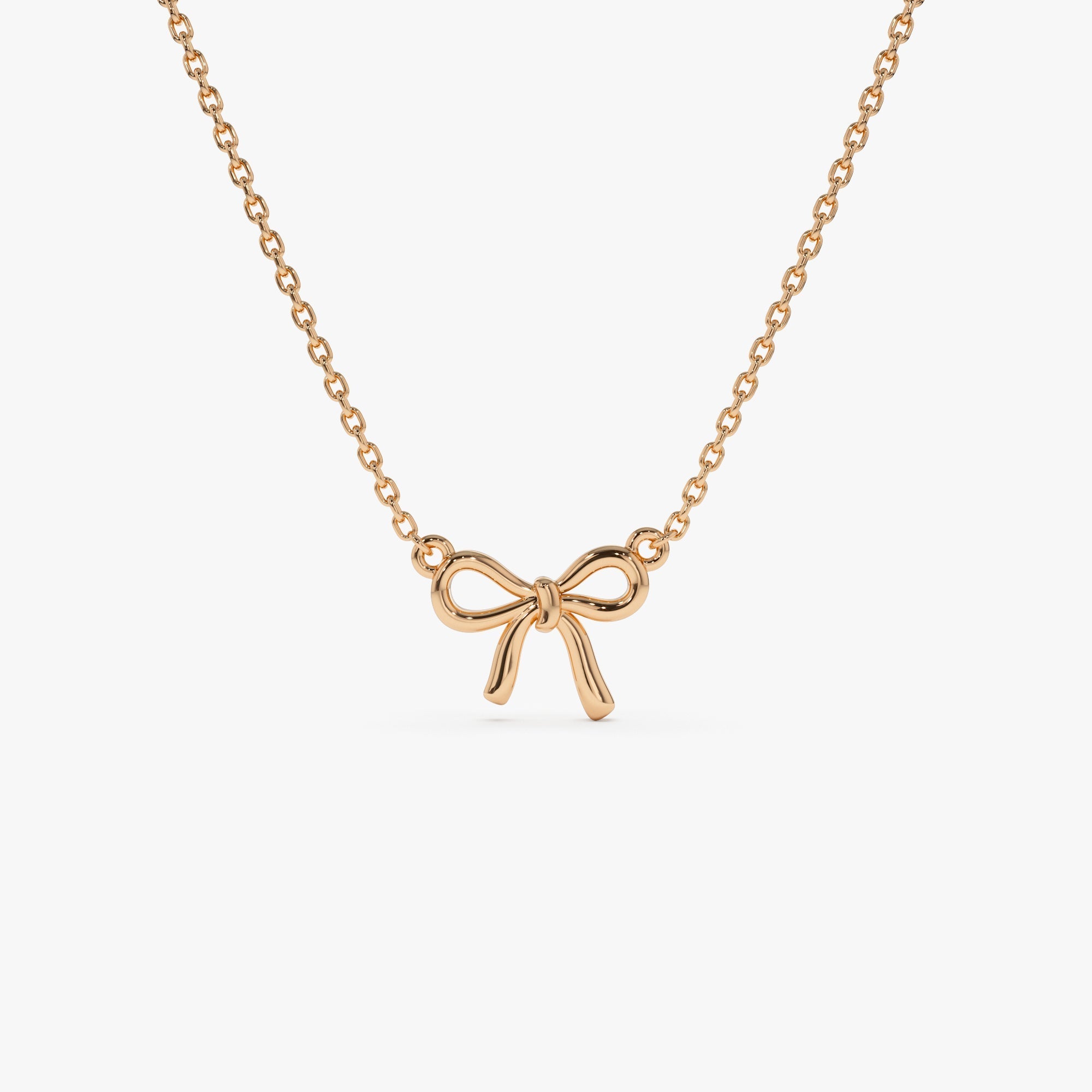 14Kt Plain Gold Ribbon Necklace - GeumJewels