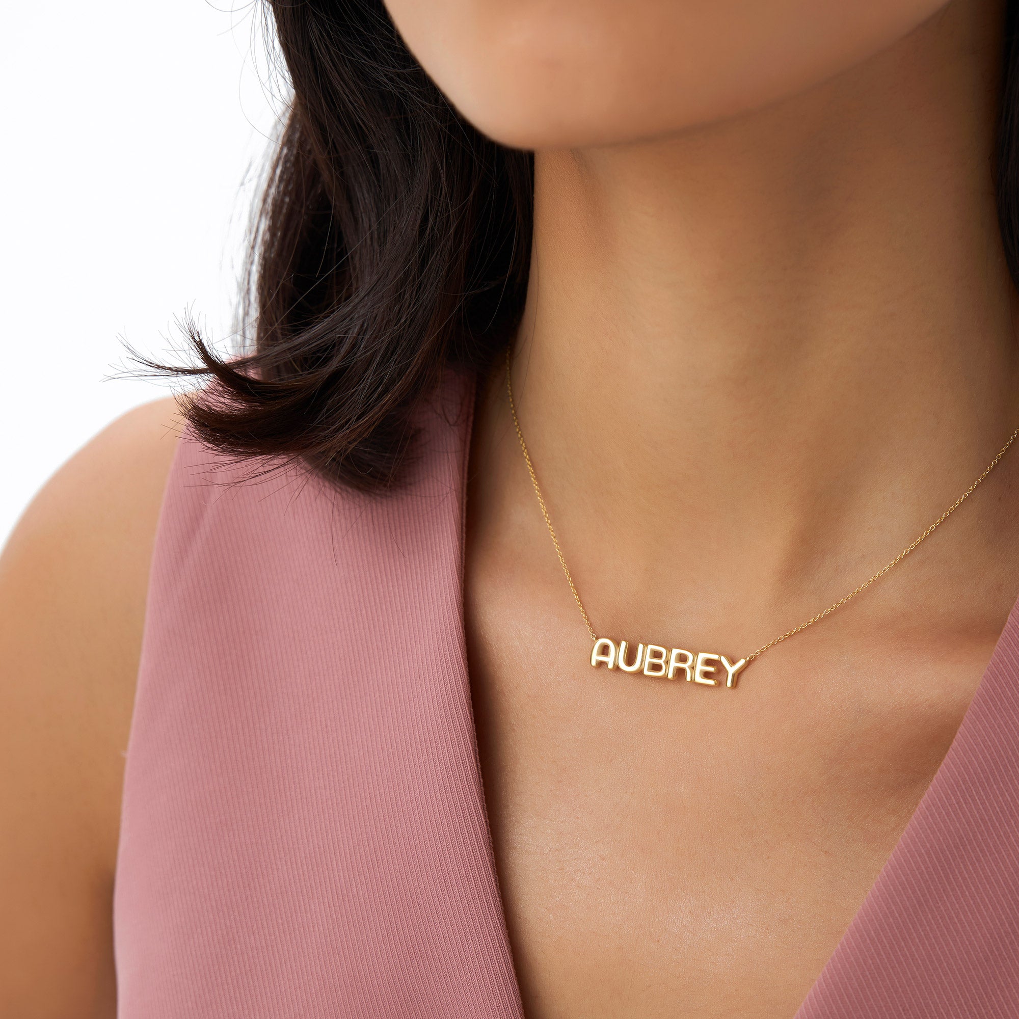 14K Bubble Name Necklace