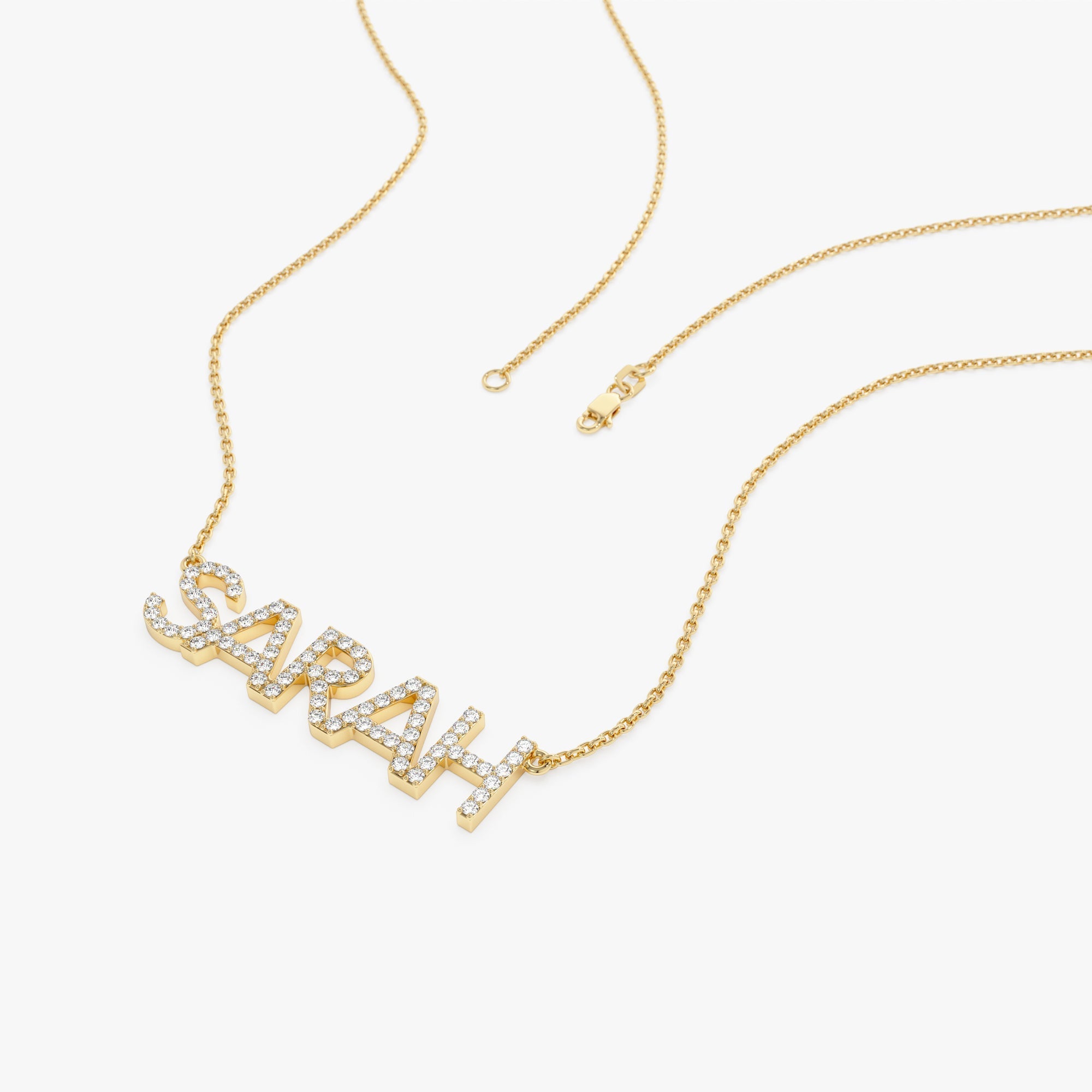 14K Dainty Layering Diamond Name Necklace