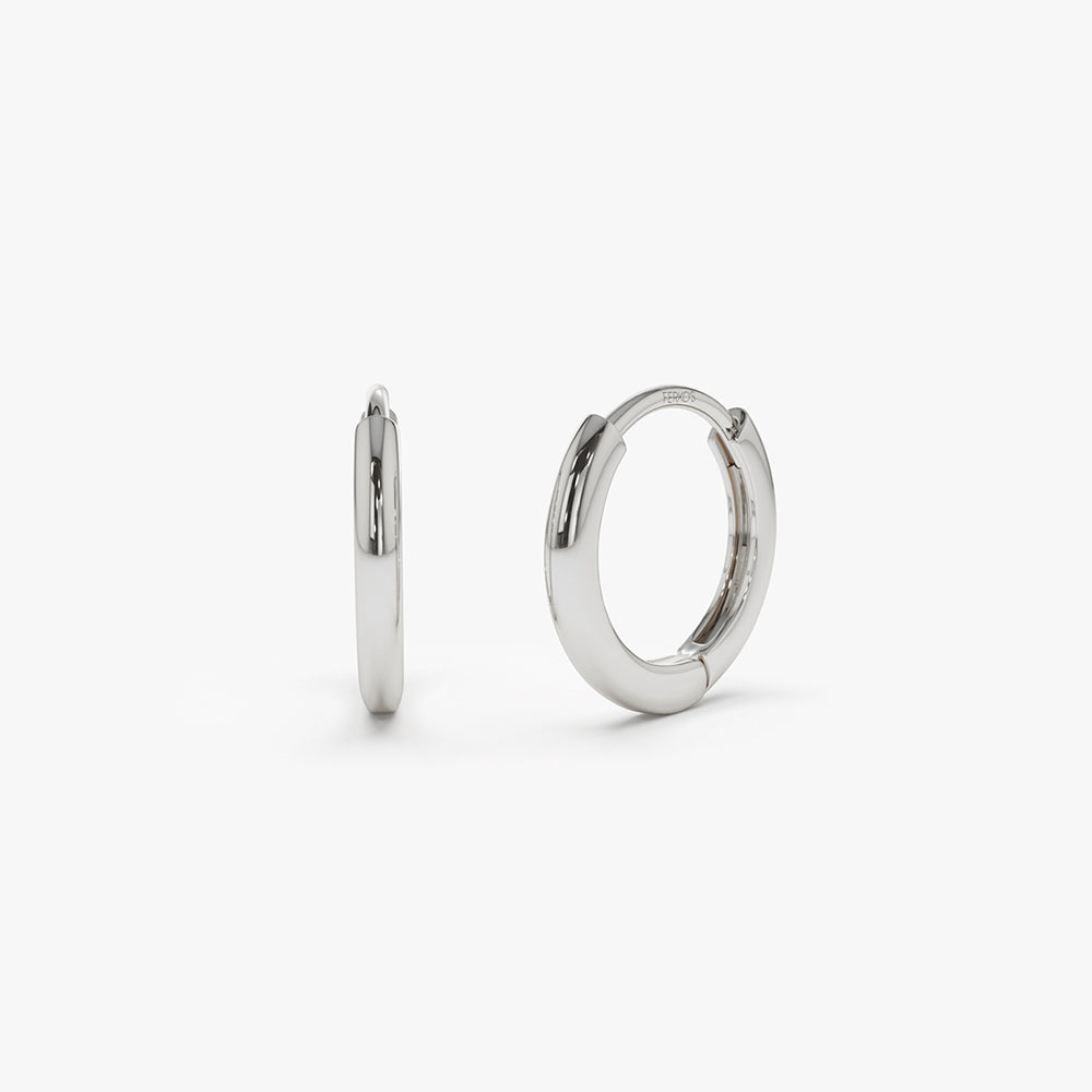 14k Gold Mini Plain Huggies - GeumJewels